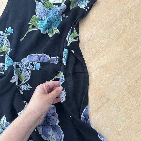 Talbots Vintage Dress Black Fairy Romantic Floral 100% Silk MIDI Sleeveless Sz 6 - Picture 13 of 13